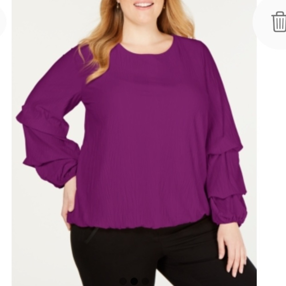 NEW Alfani Plus Size Bubble Sleeve Top, Size 4X, Purple Fushia